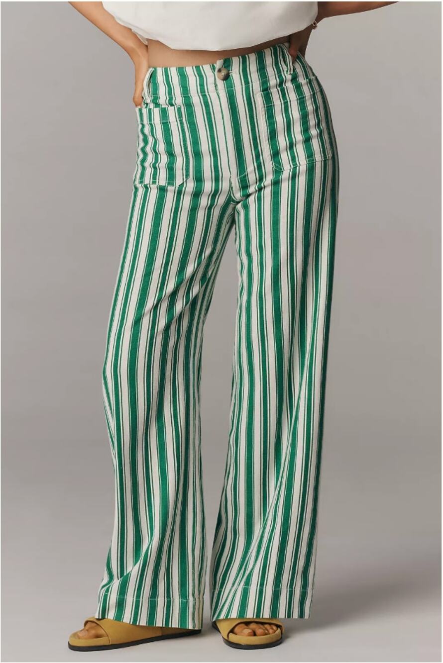 Anthropologie The Colette Striped Full-Length Wide-Leg Pants by Maeve 26